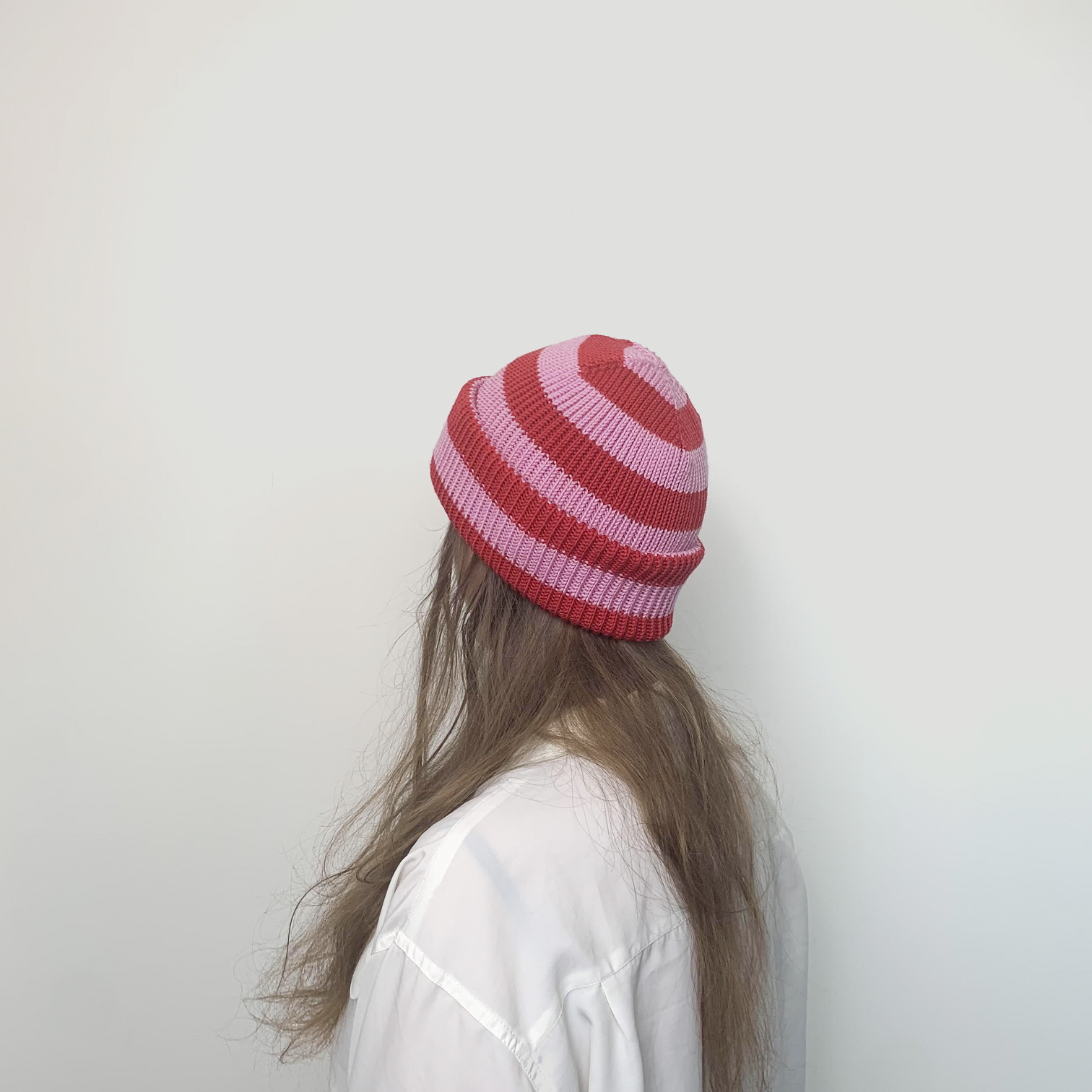 czapka3 Czapki wełniane merino chunky w paski
