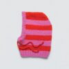 Kapturek z troczkami w paski (czerwono-różowy)