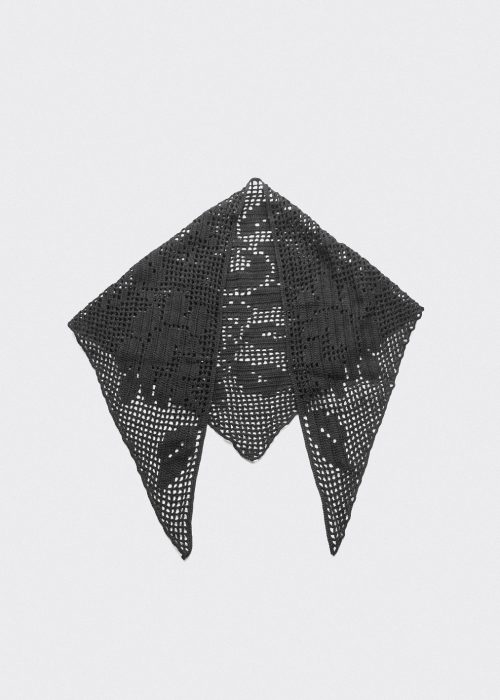 Chustka filet crochet black roses